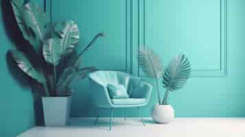 Бесплатное фото Вид мебели комнаты в одноцветной палитре