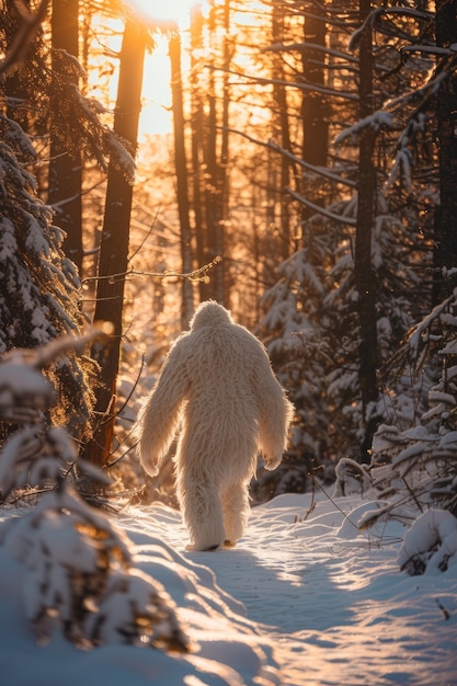 Бесплатное фото Вид существа sasquatch в природе на открытом воздухе