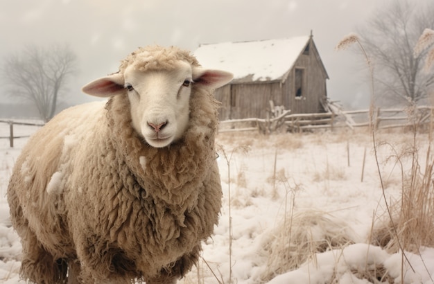 Бесплатное фото Вид на овец на открытом воздухе