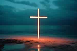 Бесплатное фото Вид простого 3d религиозного креста