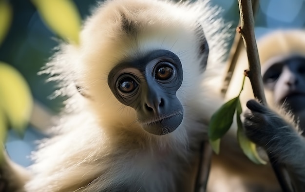 Бесплатное фото Вид дикой обезьяны-гиббона