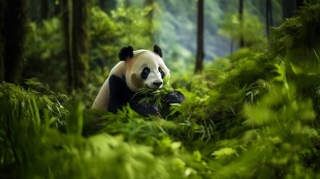 Бесплатное фото Вид дикой медведицы панды