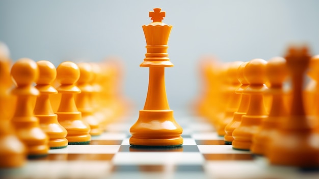 Бесплатное фото Вид на желтые шахматные фигуры