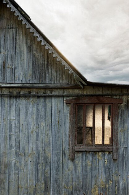 View of old and abandoned house in nature