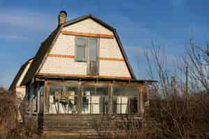 Free photo view of old and abandoned house in nature