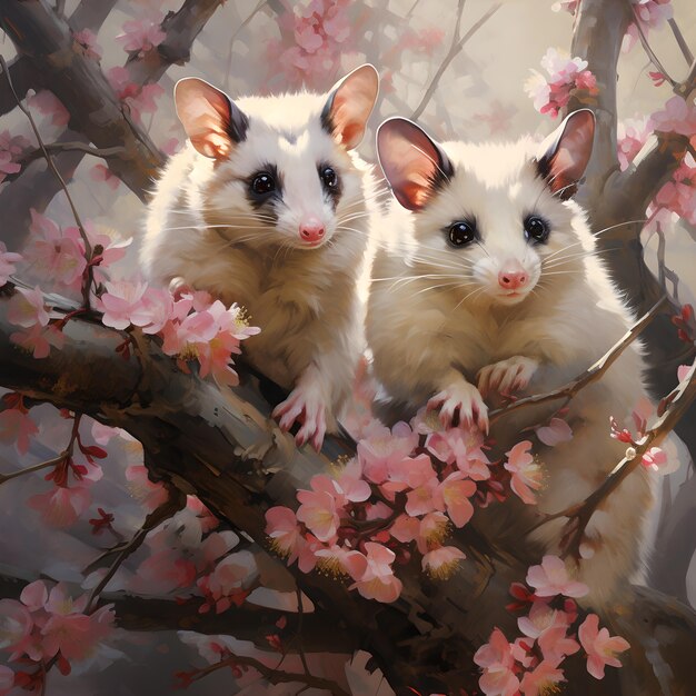 View of opossum animal in digital art style