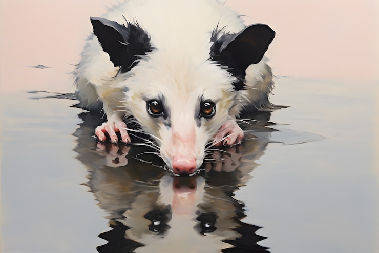 Free Photo view of opossum animal with vegetation in digital art style