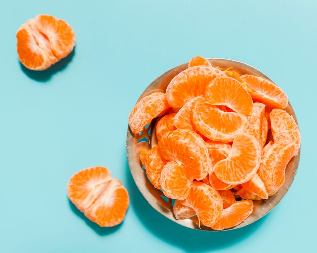 Above view orange slices arrangement