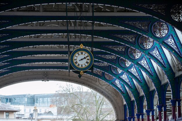 View of ornamental clock in london city