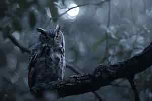 Free photo view of owl in cold environment with dreamy aesthetic
