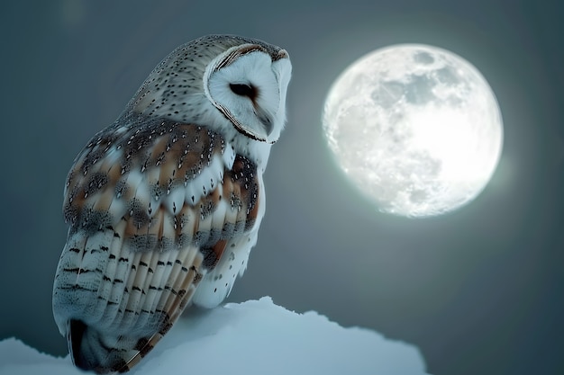 Free photo view of owl in cold environment with dreamy aesthetic