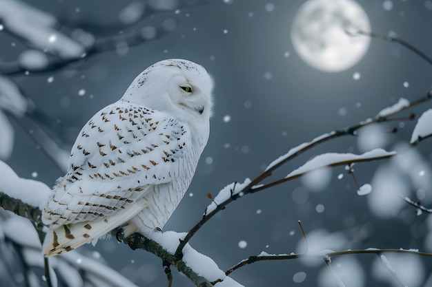 Вид совы в холодной среде с мечтательной эстетикой