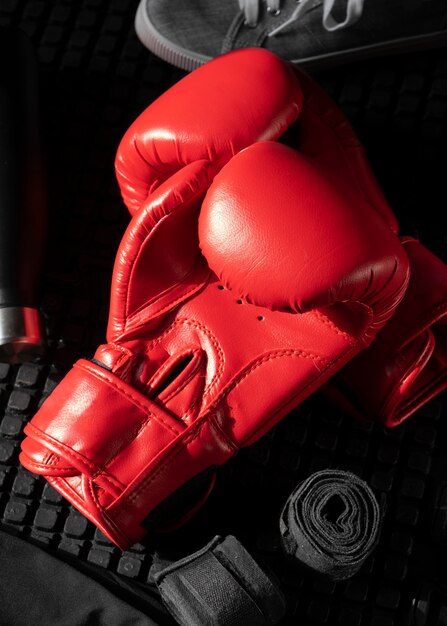 View of pair of boxing gloves