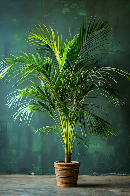 Free photo view of palm tree species with green foliage