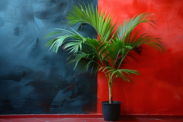 Free photo view of palm tree species with green foliage