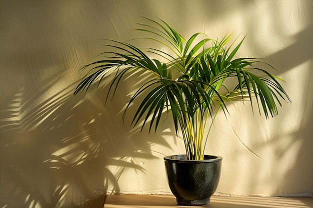 Free photo view of palm tree species with green foliage