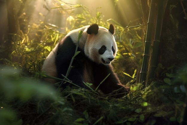 Free photo view of panda bear in nature