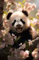 Free photo view of panda bear in nature