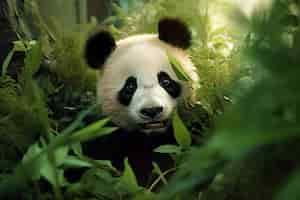 Free photo view of panda bear in nature