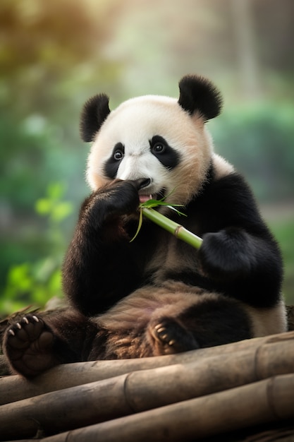 Free photo view of panda bear in nature