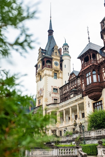 Free photo view of the peles castle in romania