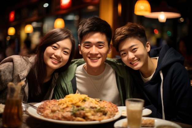 Foto gratuita vista di persone che partecipano alla cena di riunione per il capodanno cinese