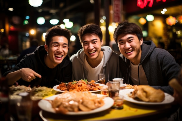 Foto gratuita vista di persone che partecipano alla cena di riunione per il capodanno cinese