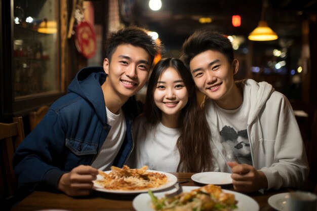중국 신년 연회 저녁식사 에 참석 하는 사람 들 의 모습