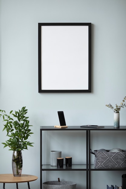 View of photo frame with interior home decor