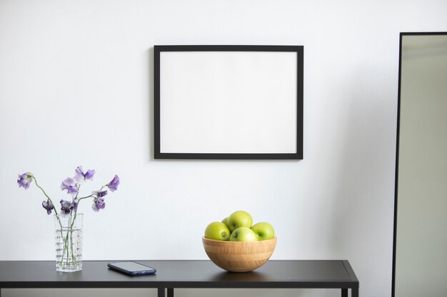 View of photo frame with interior home decor