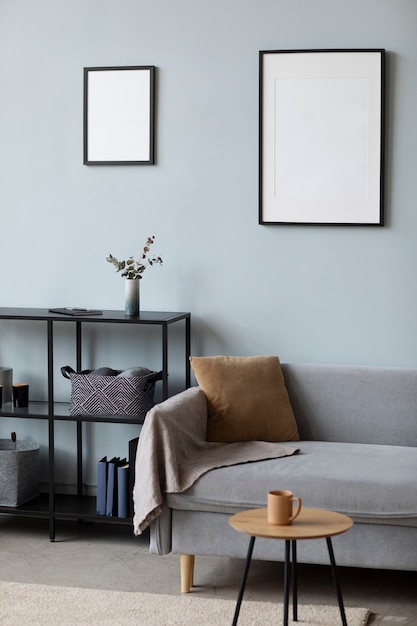 View of photo frames in home with interior design