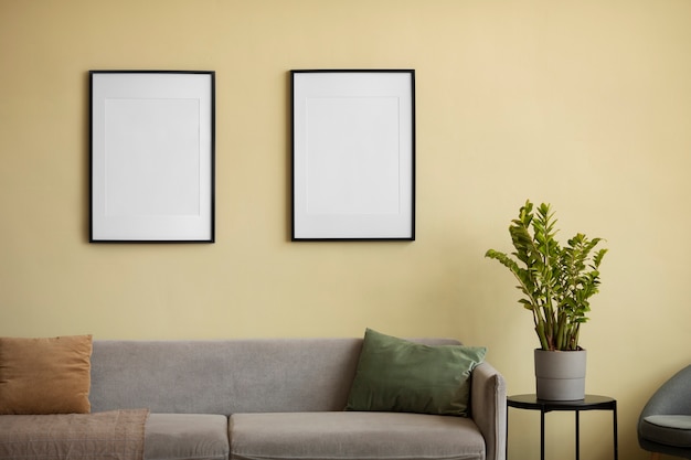 View of photo frames with home decor and interior design