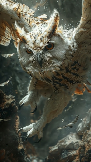 Free photo view of photorealistic owl with feathers in nature