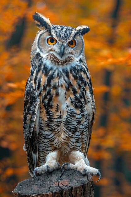 View of photorealistic owl with feathers in nature