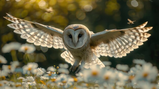 Foto gratuita vista fotorealista di un gufo con le piume in natura