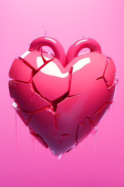 Free photo view of pink broken heart