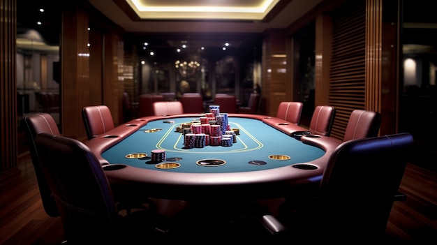 Free photo view of poker table at a casino