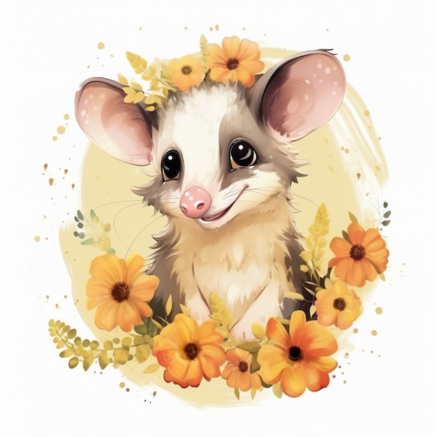 View of possum cartoon character