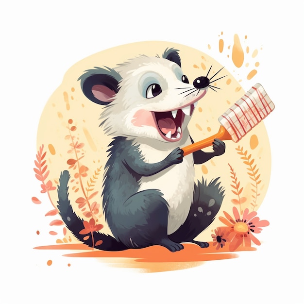 Foto gratuita vista del personaggio dei cartoni animati dell'opossum