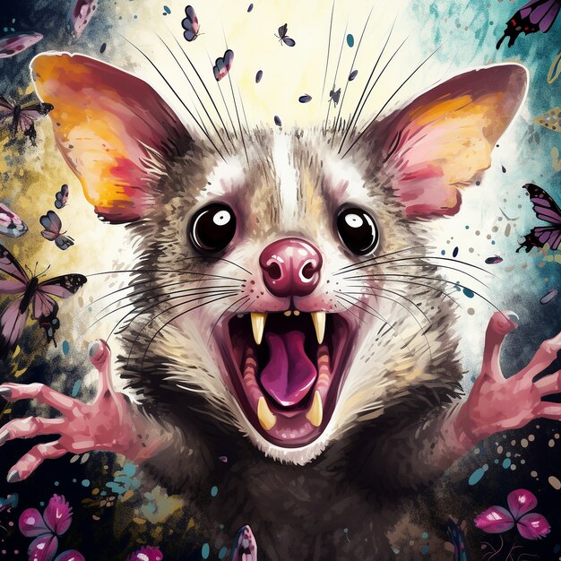 View of possum cartoon character