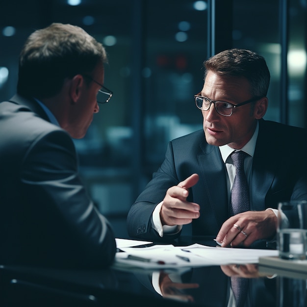 View of professional business people working together