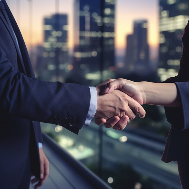 View of professional handshake between business people