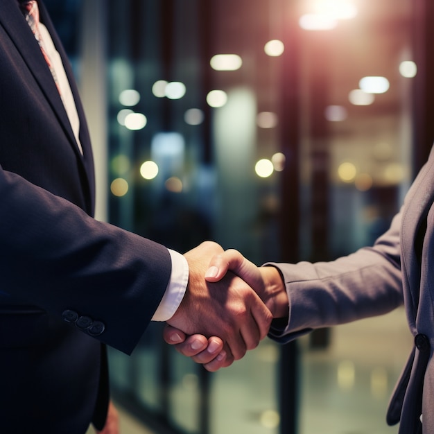 View of professional handshake between business people