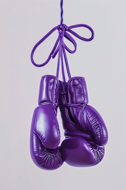 Free photo view of purple boxing gloves for women's day celebration