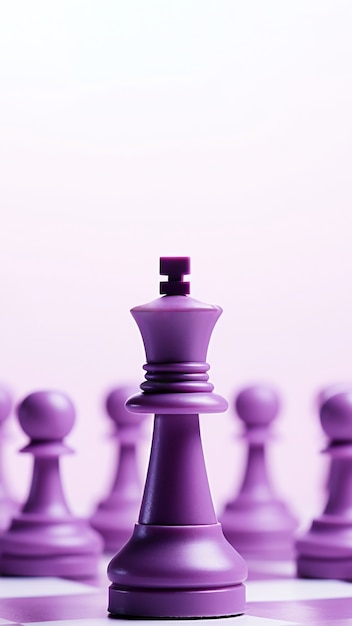 View of purple chess pieces