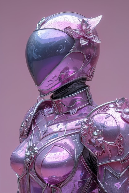 Free photo view of purple female robot for women's day celebration