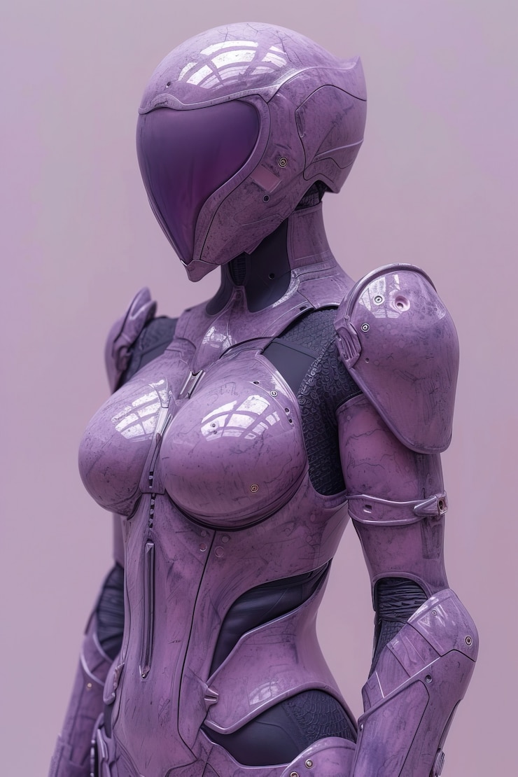 無料Photo 女性の日を祝うために紫色の女性ロボットの景色