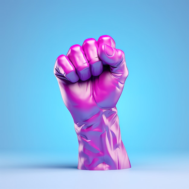 View of purple fist up for women's day celebration