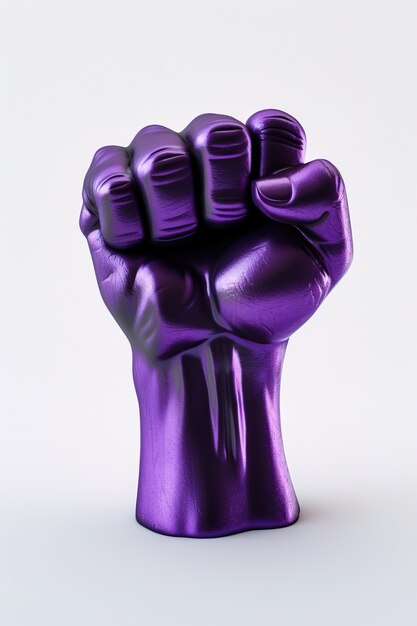 View of purple fist for womens day celebration