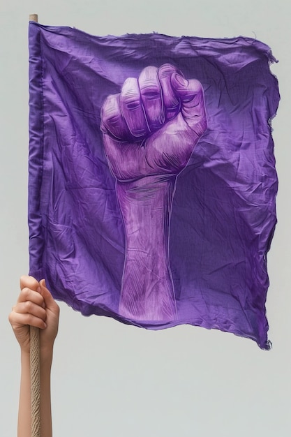 Free photo view of purple flag for women's day celebration